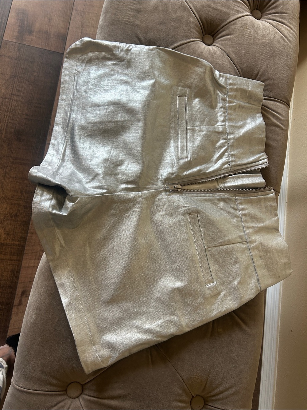 AKIRA Metallic Silver High Waist Shorts